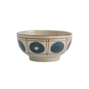 Bol en céramique japonaise couleur sous glaçure motif grille soupe nouilles vaisselle