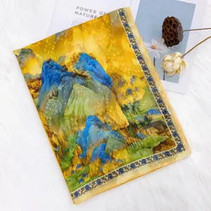 New Chinese style hollow cut-out silk scarf garden print sun protection shawl for women