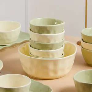 Cream Style Ceramic Rice Bowl Household Soup Bowl Noodle Bowl Tableware