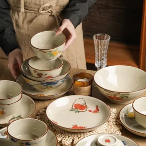 Japanese underglaze ceramic tableware set bowls plates home kitchen dining room decor