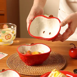 Bol en céramique pomme mignon dessin animé vaisselle sous-vernis cuisine maison service repas