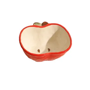 Bol mignon en céramique en forme de pomme vaisselle créative sous glaçure pour maison