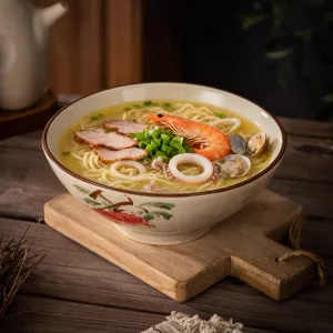 Vintage underglaze ceramic bowl for home use, large noodle soup bowl with classic design.