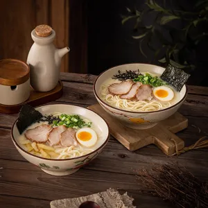 Retro ceramic noodle bowl large soup bowl Chinese style underglaze tableware for home kitchen use