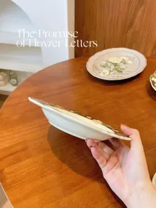 Assiette plate en céramique à fleurs vintage élégant plat à pâtes vaisselle de luxe