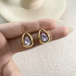 Exquisite Tropfen Kristall Ohrringe mit bunten Zirkonia, schicke Luxus minimalistische Stil.