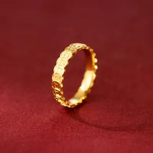 Minimalistischer S925 Silber vergoldeter Vintage Münzring eleganter Schmuck für den Alltag