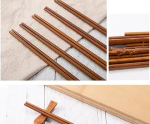 Detail view of ironwood chopsticks set, showing wood texture, non-slip tips and fine craft.