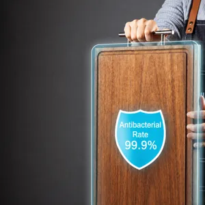 Massief Houten Snijplank Keukensnijplank Met Roestvrijstalen Handvat Dubbelzijdig Zwaar Voedselbereidingsblok