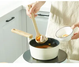 Cucchiaio da zuppa di riso domestico stoviglie da cucina manico lungo beige utile