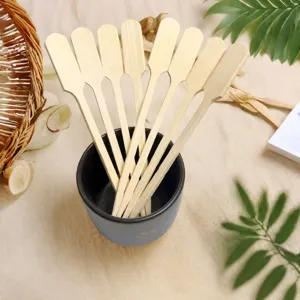 Bamboo fruit forks paddle style square skewers for tanghulu dessert party kitchen use 100pcs