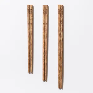 Suncha solid wood children chopsticks, wenge wood, non-slip short design for kids.