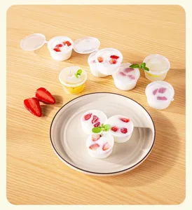 Vasitos de plástico desechables para salsa transparentes mini envases de mermelada con tapa
