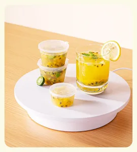 Vasos de plástico desechables para salsa con tapa, recipientes transparentes para mermelada.