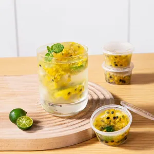 Vasos de Salsa de Plástico Desechables con Tapa Contenedores Transparentes Pequeños para Mermelada Almacenamiento de Cocina