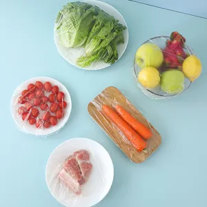 Wegwerp plastic voedselwrap covers elastische kom covers voor verse keuken opbergen