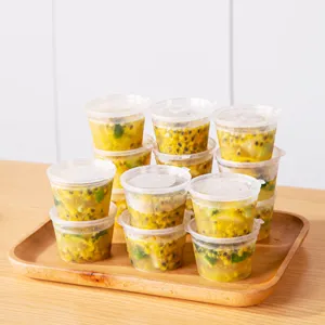 Vasos de plástico desechables para salsa con tapa, pequeños recipientes apilables para mermelada.