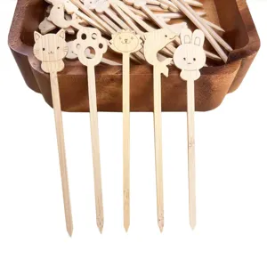Cute cartoon wooden fruit picks bamboo skewers for mini candied haws desserts party snack food.