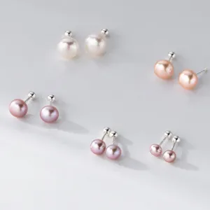 Süsswasserperle 999 Silber Ohrstecker minimalistischer süsser Stil Detailansicht präsentieren