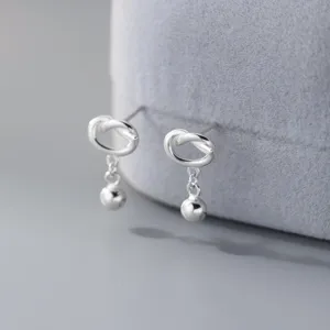 S925 Sterling Silber minimalistische Knoten Quaste Perle Ohrstecker Nische Design Schmuck