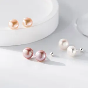 999 Reines Silber Süßwasserperle Ohrstecker Für Damen Minimalistisch Süß Ins Stil Gewinde Ohrknochen Ohrringe Edler Schmuck