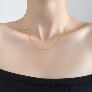 Collar de Cadena Chopin de Plata de Ley 925 para Mujer Minimalista Cadena de Eslabones Delgada Joyería Diseño Dulce Cadena de Cuello