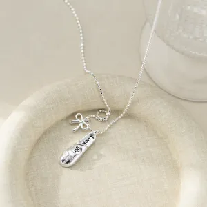 Collier Chaussure de Ballet Argent S925 Pendentif Nœud Bijou Délicat Cadeau Femme