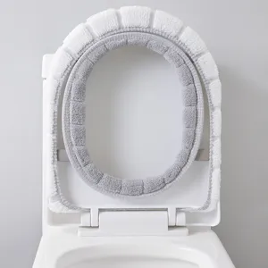 Funda de asiento de inodoro de felpa gruesa en forma de O, cojín cálido de invierno, universal.