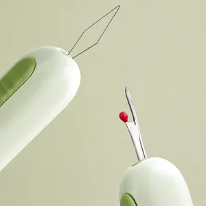 Multifunctional sewing tool with steel wire needle threader and protective seam ripper.
