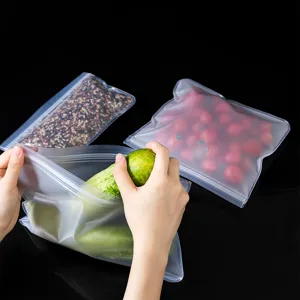 Transparent Food Preservation Bags Reusable Sealed Plastic Storage Bags For Kitchen Refrigerator Food Packaging