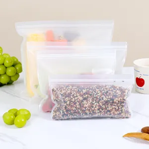 Reusable frosted plastic food storage bags ziplock bags for kitchen refrigerator organizing