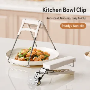 Pinza Antiescaldadura para Tazón de Acero Inoxidable Cocina Aislamiento Térmico Abrazadera Antideslizante Soporte Olla