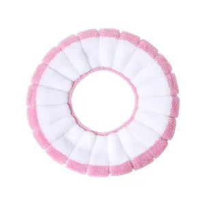 Funda de asiento de inodoro de felpa suave caliente lavable redondo rosa blanco bano