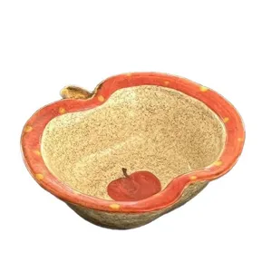 Vintage ceramic apple shaped bowl cute retro tableware salad bowl fruit dish kitchen decor item