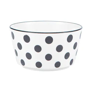 Minimalistische Keramik Reisschale mit schwarzem Pünktchen Design für moderne Küche Haushalt.
