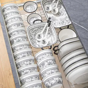 Stile Nordico Ceramica Ciotola di Riso Bacchette Piatto Set Sottosmalto Colore Floreale Servizio da Tavola Cucina Domestica