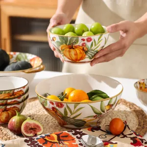 Nordic Ceramic Bowl Autumn Pumpkin Fruit Tableware Elegant Kitchen Dining Dishware Set