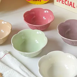 Cute ceramic flower dipping bowls pastel sauce dishes small snack plates kitchen tableware