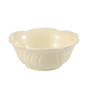 Cream ceramic dipping bowl, floral petal shape soy sauce dish, cute kitchen tableware.