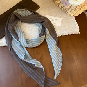 French style striped chiffon scarf elegant neck accessory for women vintage casual chic design