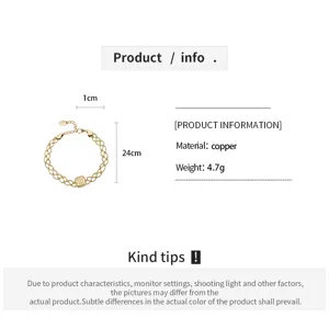 Detailed view of vintage gold lace woven bracelet with copper material and elegant design.