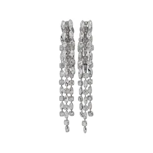 Luxury long tassel cubic zirconia earrings for women elegant party wedding crystal jewelry