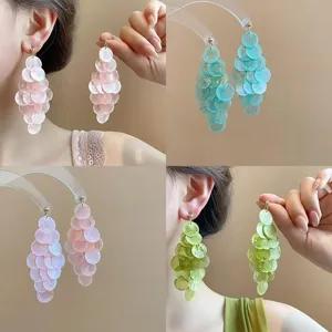 Ypervoliko Styl Niche Grape Cluster Tassel Drop Skoularikia Gynaikes Diakopes Styl Krama Xalkou Pailletes Makria Kremasta Kosmimata