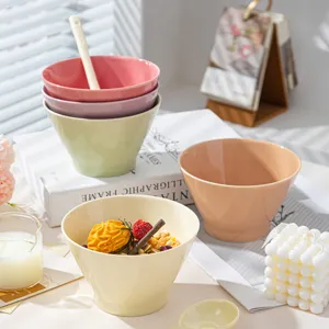 Ensemble de bols coniques en céramique pastel vaisselle esthétique pour repas à la maison