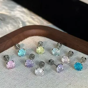 Fashion Zircon Stud Earrings Copper Alloy Geometric Pierced Earrings Minimalist Chic Jewelry Gift For Women