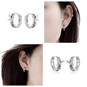 Niche Butterfly Alloy Earrings Mint Green And Dark Red Enamel Rhinestone Stud Earrings Fashion Jewelry Gift For Women