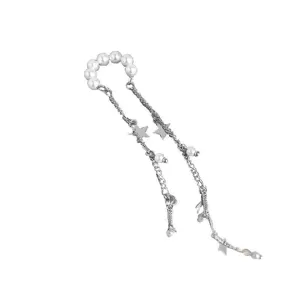 Pearl Star Tassel Ear Cuff Non-Pierced Elegant Women Jewelry Clip On Earring