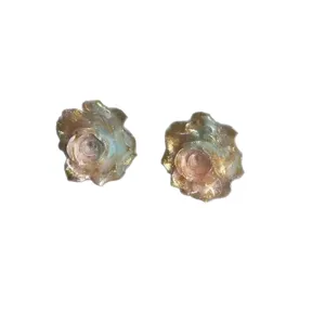 Chic multi-color floral stud earrings for women, sweet dainty vintage rose design jewelry.