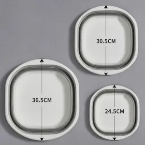 Set di bacinelle pieghevoli 3 pz grigio portatile viaggio catino grande medio piccolo