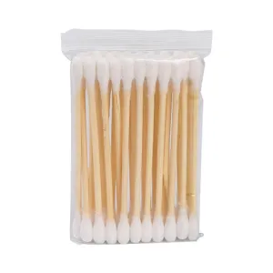 Bastoncillos de algodón desechables con palitos de madera natural, doble cabezal.